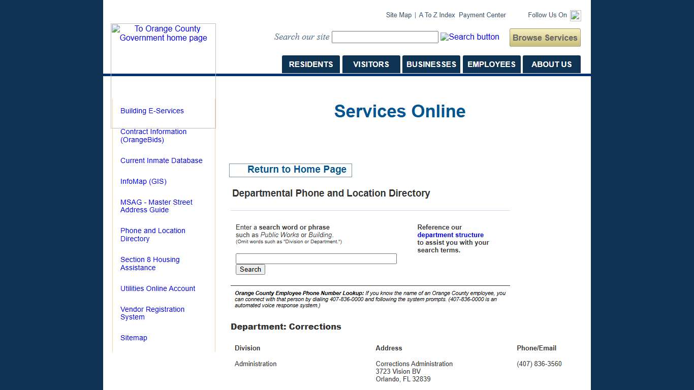 Phone and Location Directory for Departments and Divisions
