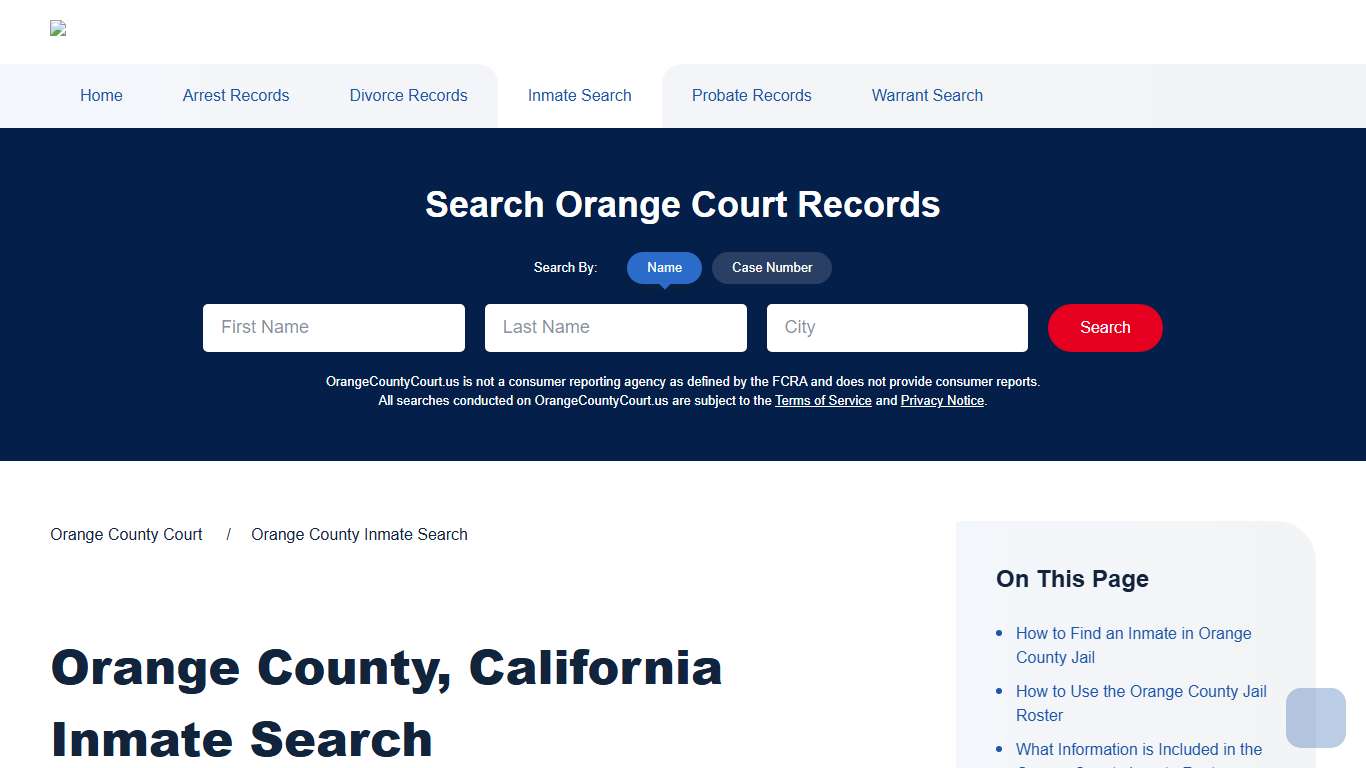 Orange County Inmate Search Orange County Court
